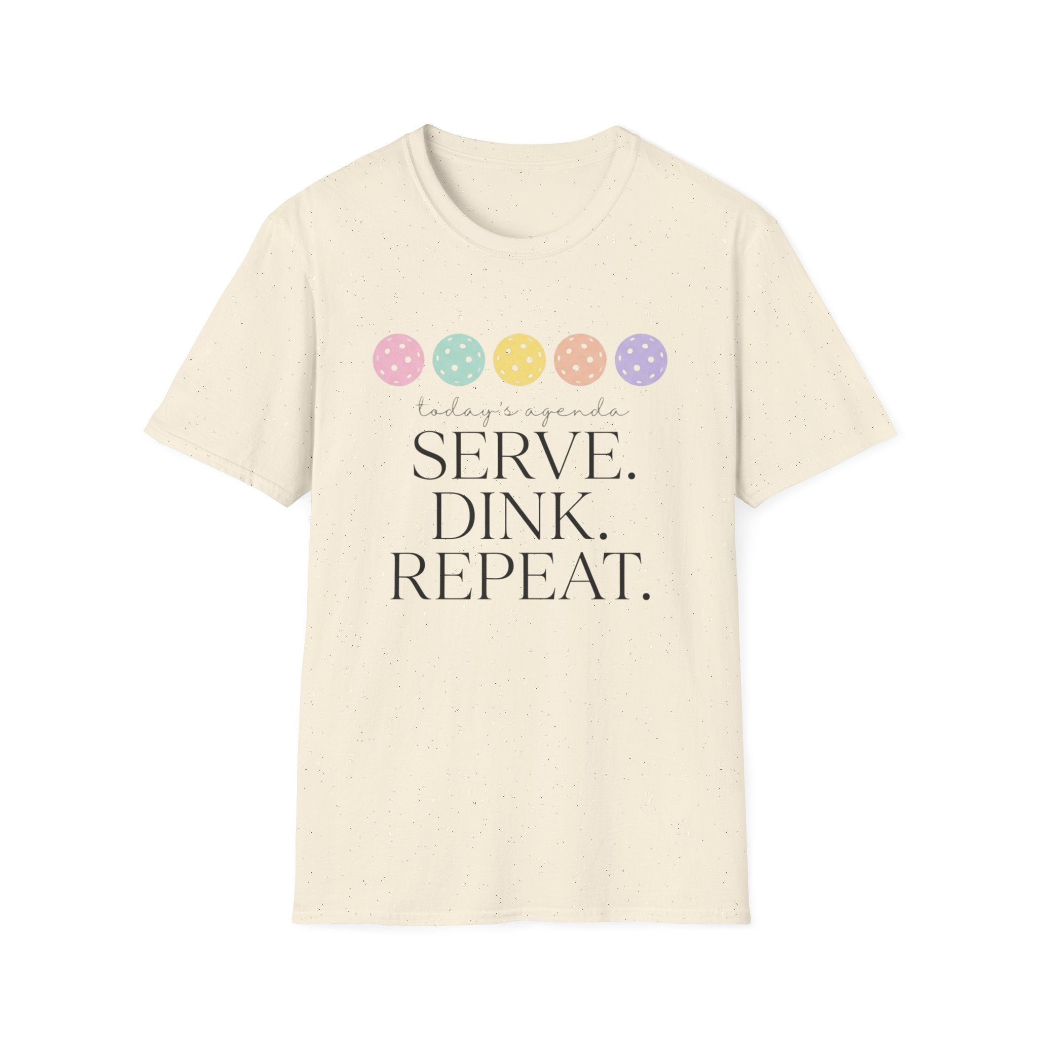 Today’s Agenda Serve Dink Repeat Pickleball Graphic T-Shirt | Cute Pastel Pickleball Tee for Women