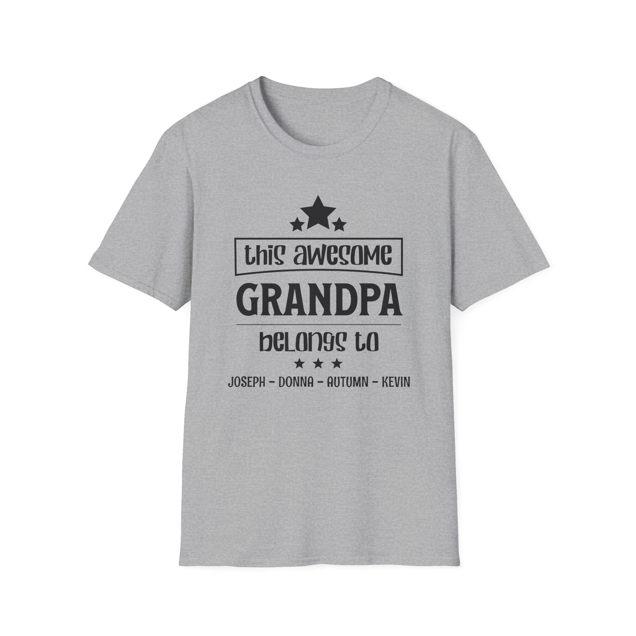 Personalized This Awesome Grandpa Belongs To Shirt | Custom Grandkids Names Gift for Grandpa