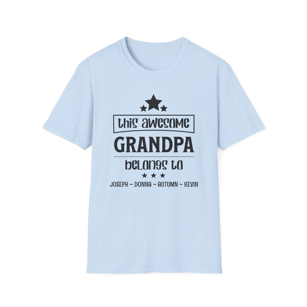 Personalized This Awesome Grandpa Belongs To Shirt | Custom Grandkids Names Gift for Grandpa