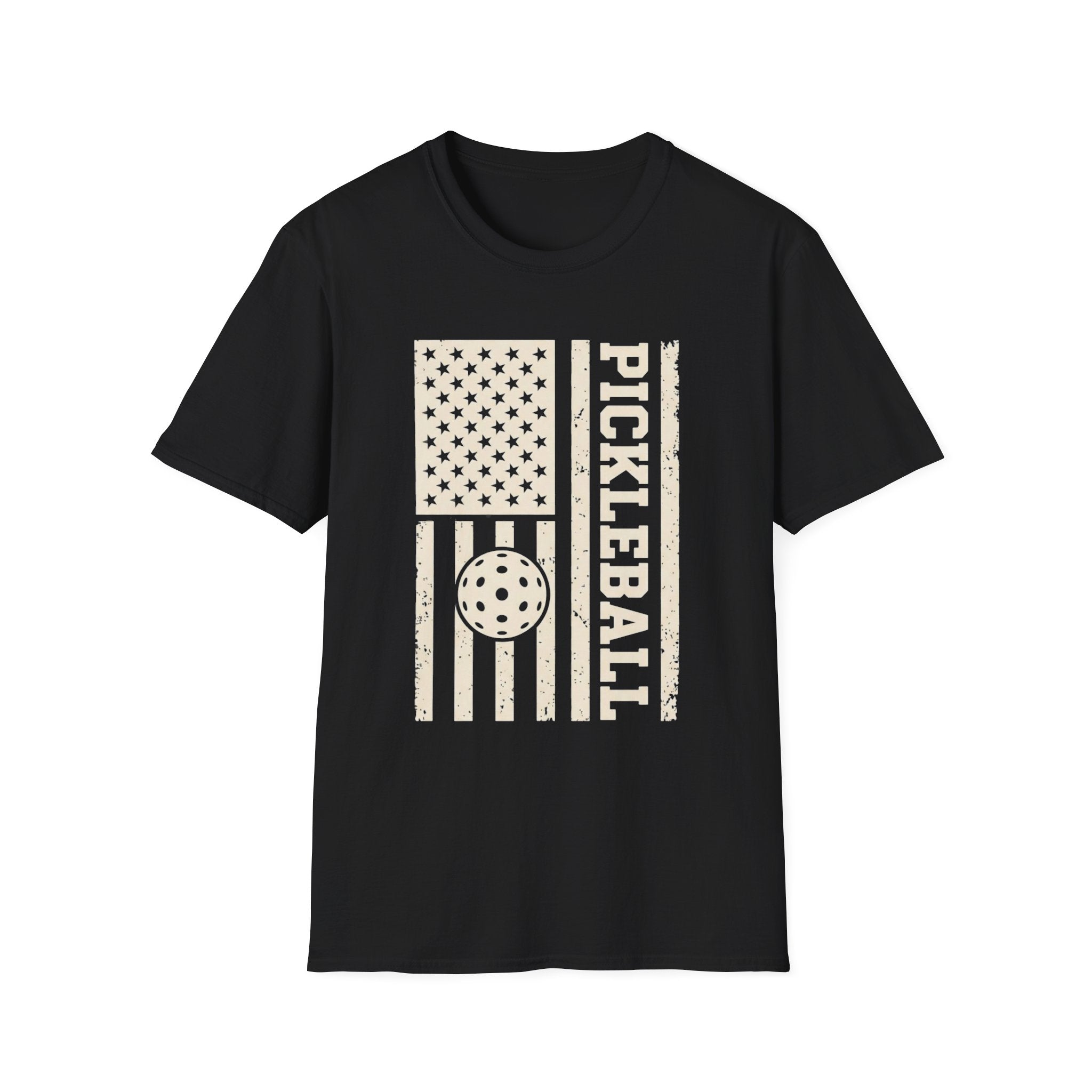 Pickleball American Flag Shirt – Distressed Patriotic Pickleball Tee for Men & Women