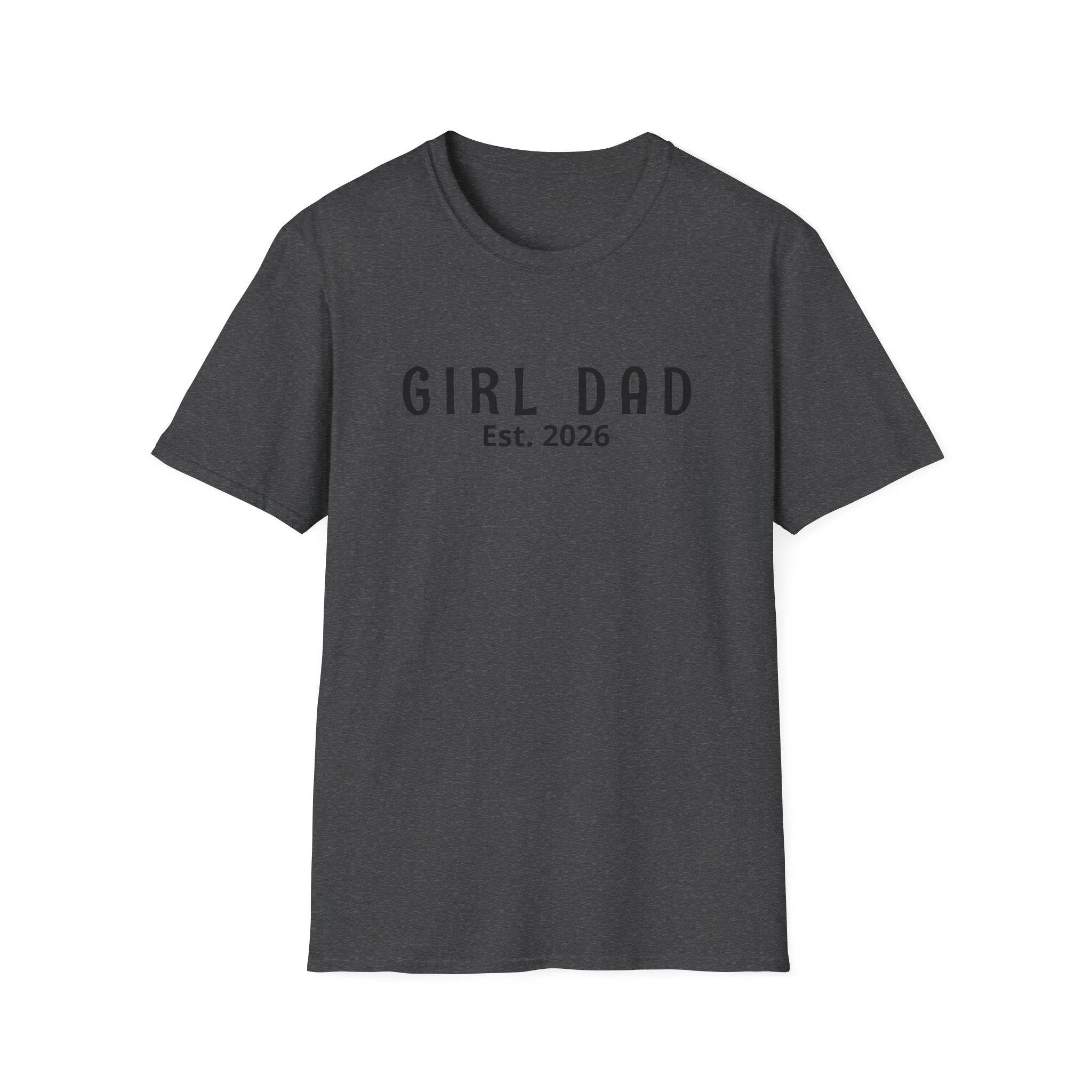Personalized “Girl Dad Est. 2026” Minimalist Fatherhood T-Shirt | Modern Dad Tee | New Dad Gift | Sport Grey Graphic Shirt