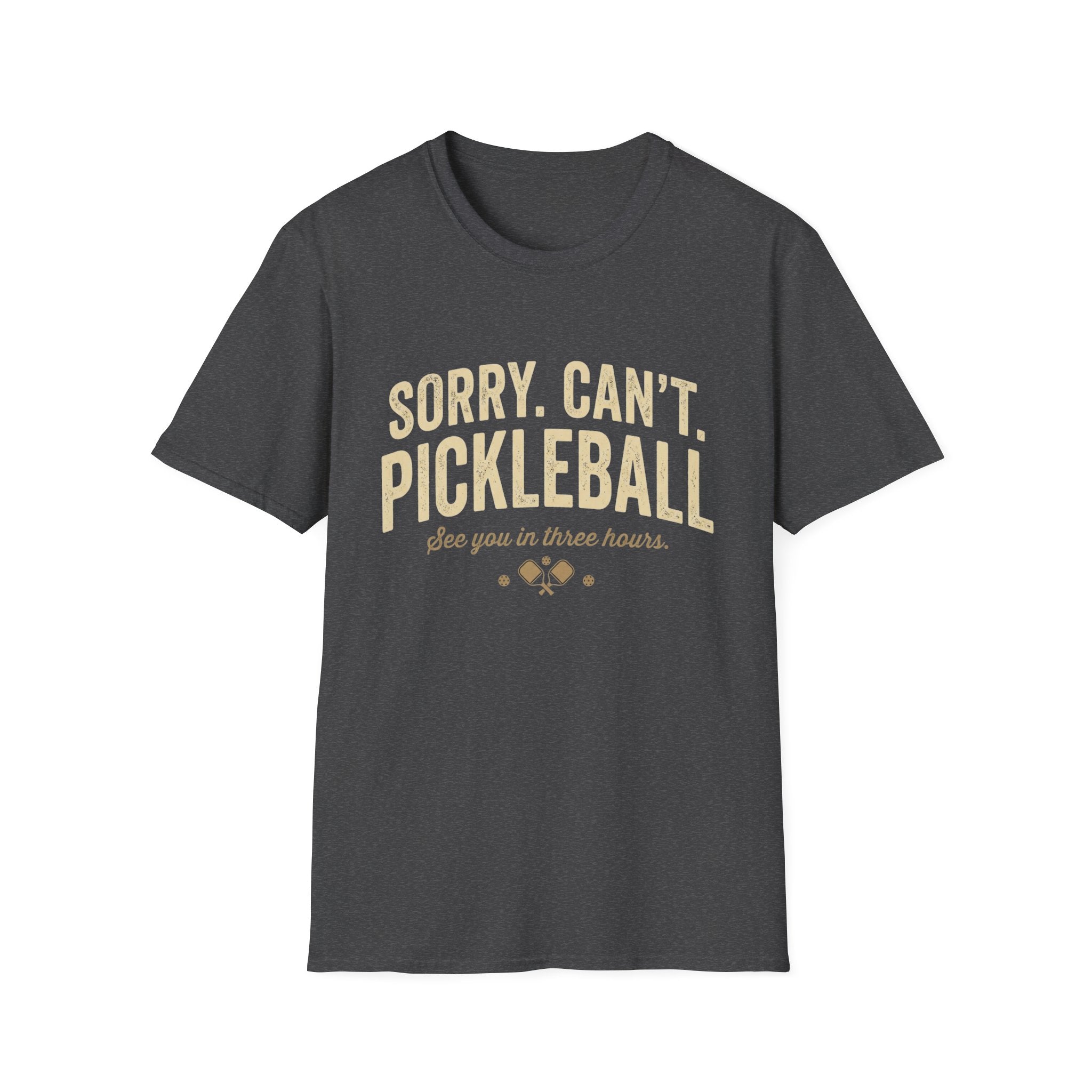 “Sorry. Can’t. Pickleball.” Funny Pickleball Shirt | Vintage Pickleball Tee Unisex Softstyle T-Shirt