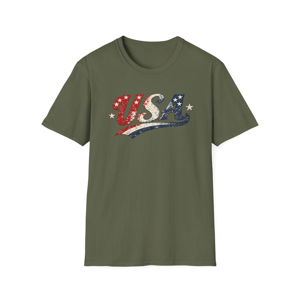 USA Patriotic Vintage T-Shirt | Distressed Red White & Blue Americana Graphic Tee
