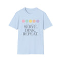 Today’s Agenda Serve Dink Repeat Pickleball Graphic T-Shirt | Cute Pastel Pickleball Tee for Women