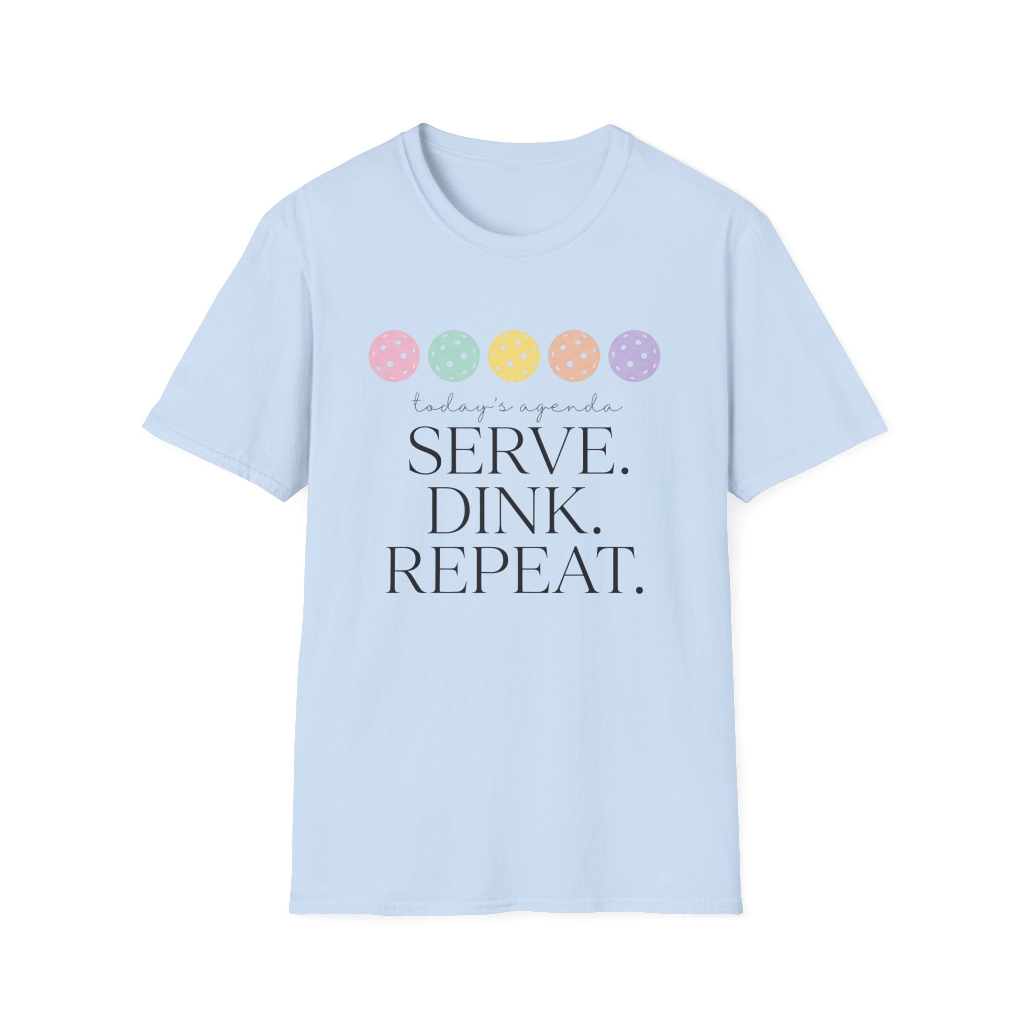 Today’s Agenda Serve Dink Repeat Pickleball Graphic T-Shirt | Cute Pastel Pickleball Tee for Women
