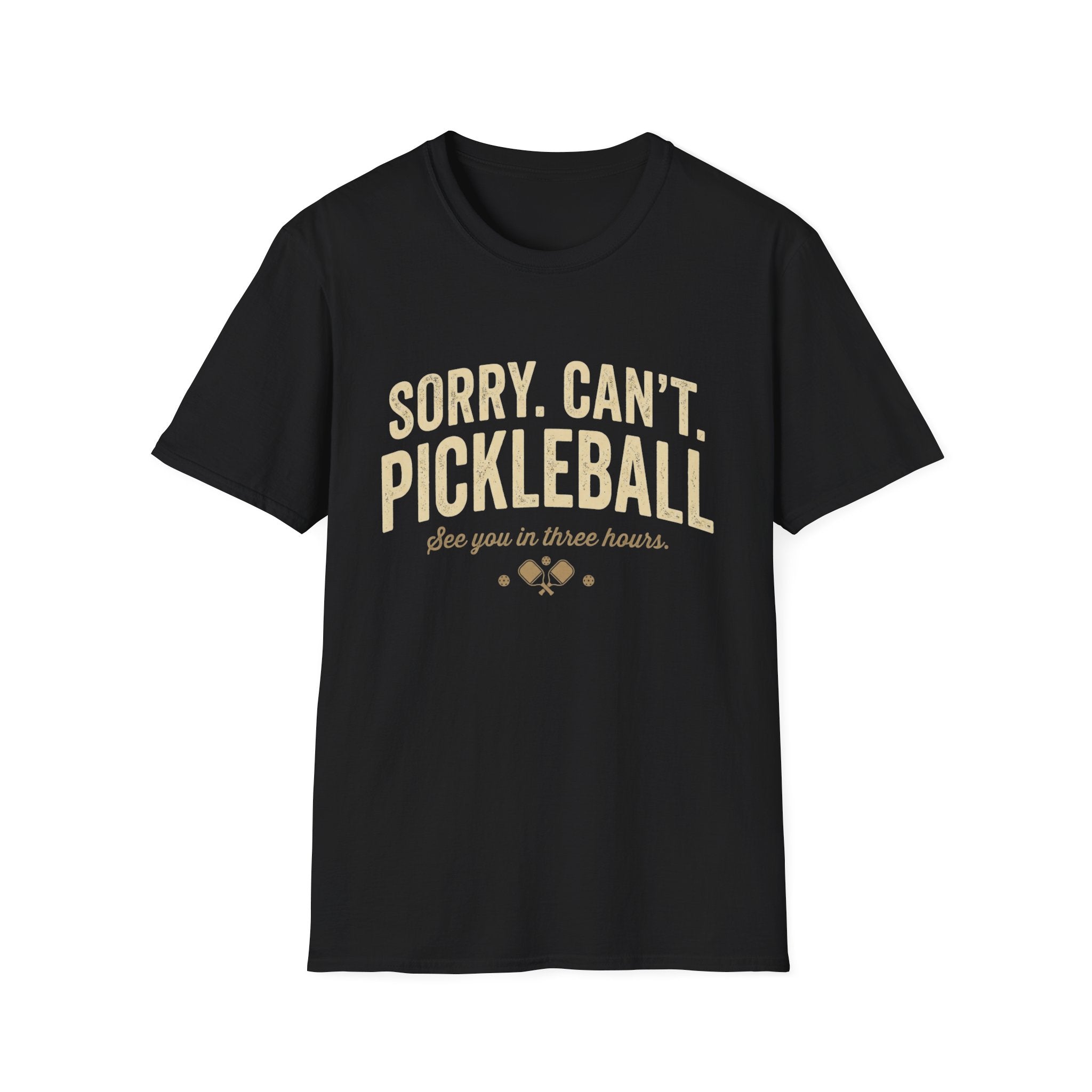“Sorry. Can’t. Pickleball.” Funny Pickleball Shirt | Vintage Pickleball Tee Unisex Softstyle T-Shirt