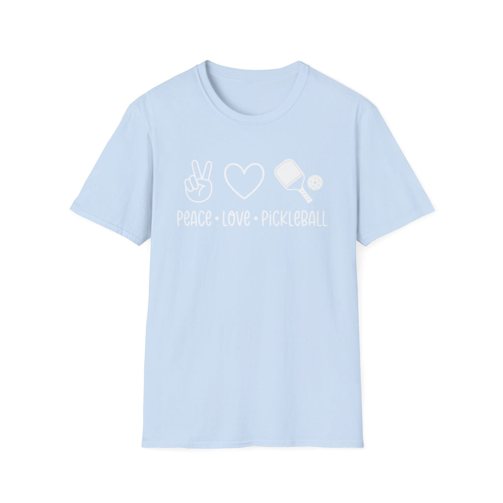 Peace Love Pickleball Graphic Tee | Cute Pickleball Shirt for Women & Men - Unisex Soft style T-Shirt