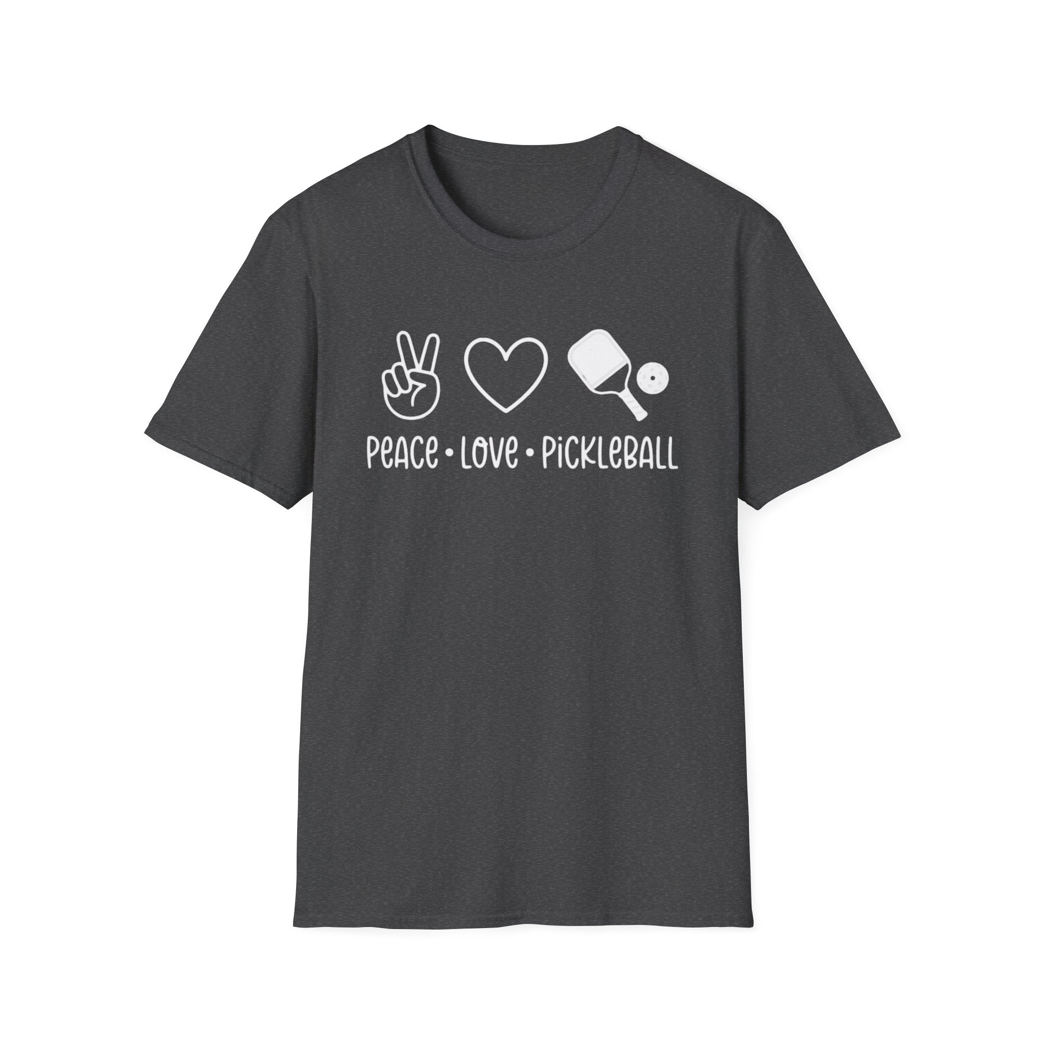 Peace Love Pickleball Graphic Tee | Cute Pickleball Shirt for Women & Men - Unisex Soft style T-Shirt