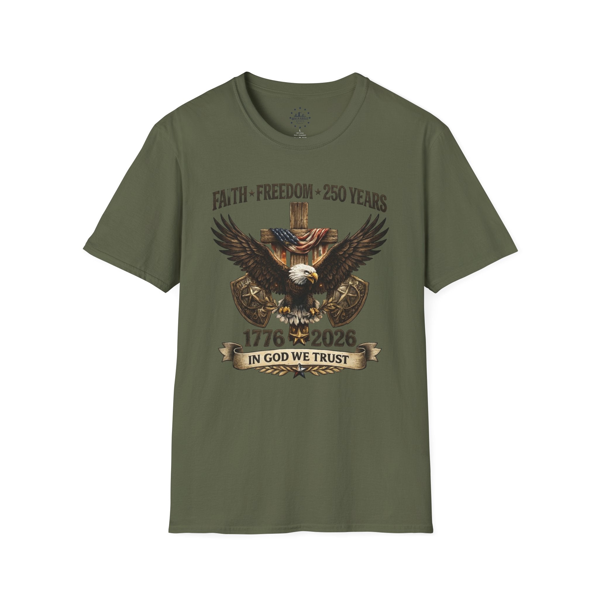 Faith Freedom 250 Years Shirt | In God We Trust Patriotic Eagle Tee | America 1776–2026 Anniversary Shirt
