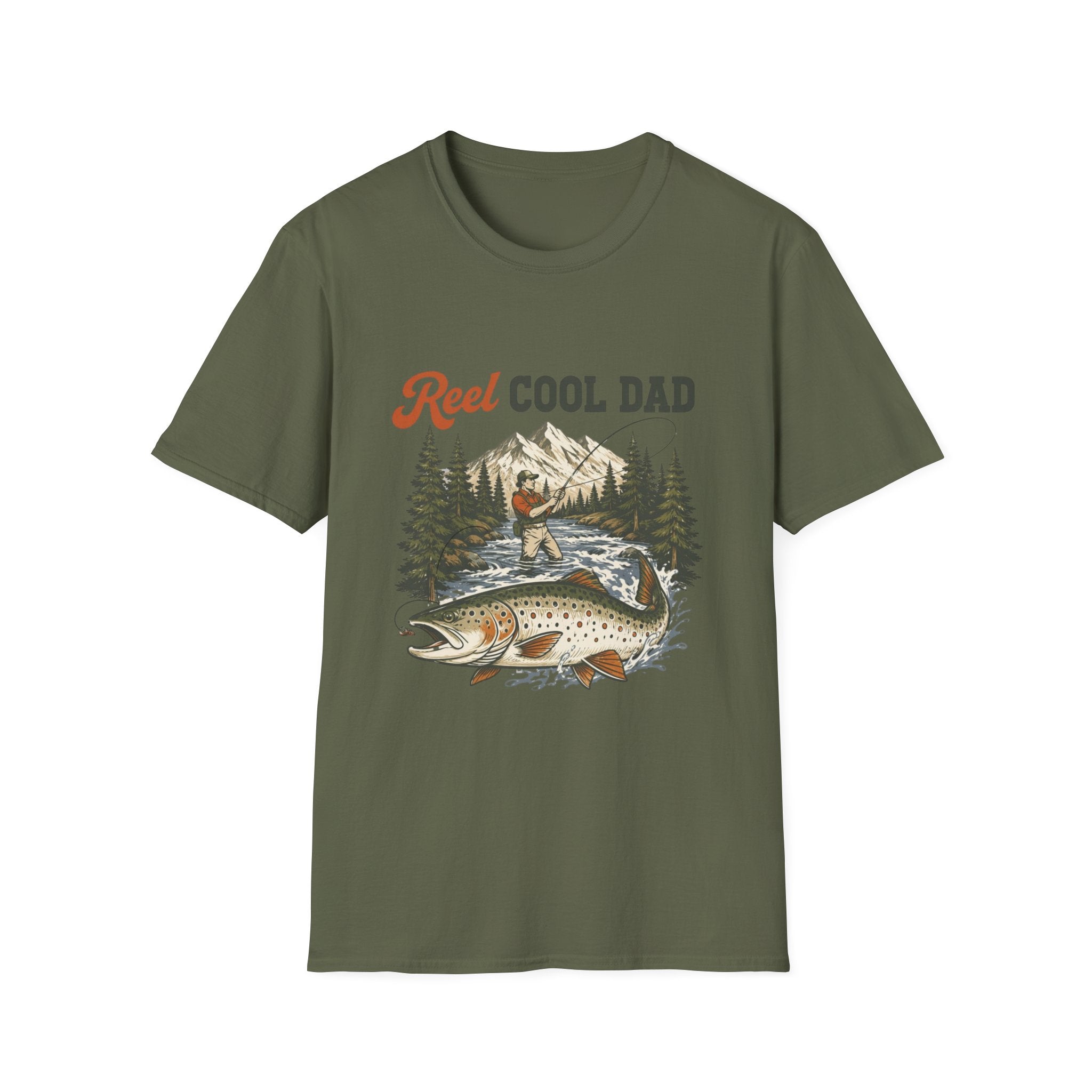 Reel Cool Dad Fishing Shirt | Funny Fishing Dad T-Shirt | Father’s Day Fisherman Gift | Vintage Trout Graphic Tee | Outdoorsman Dad Shirt