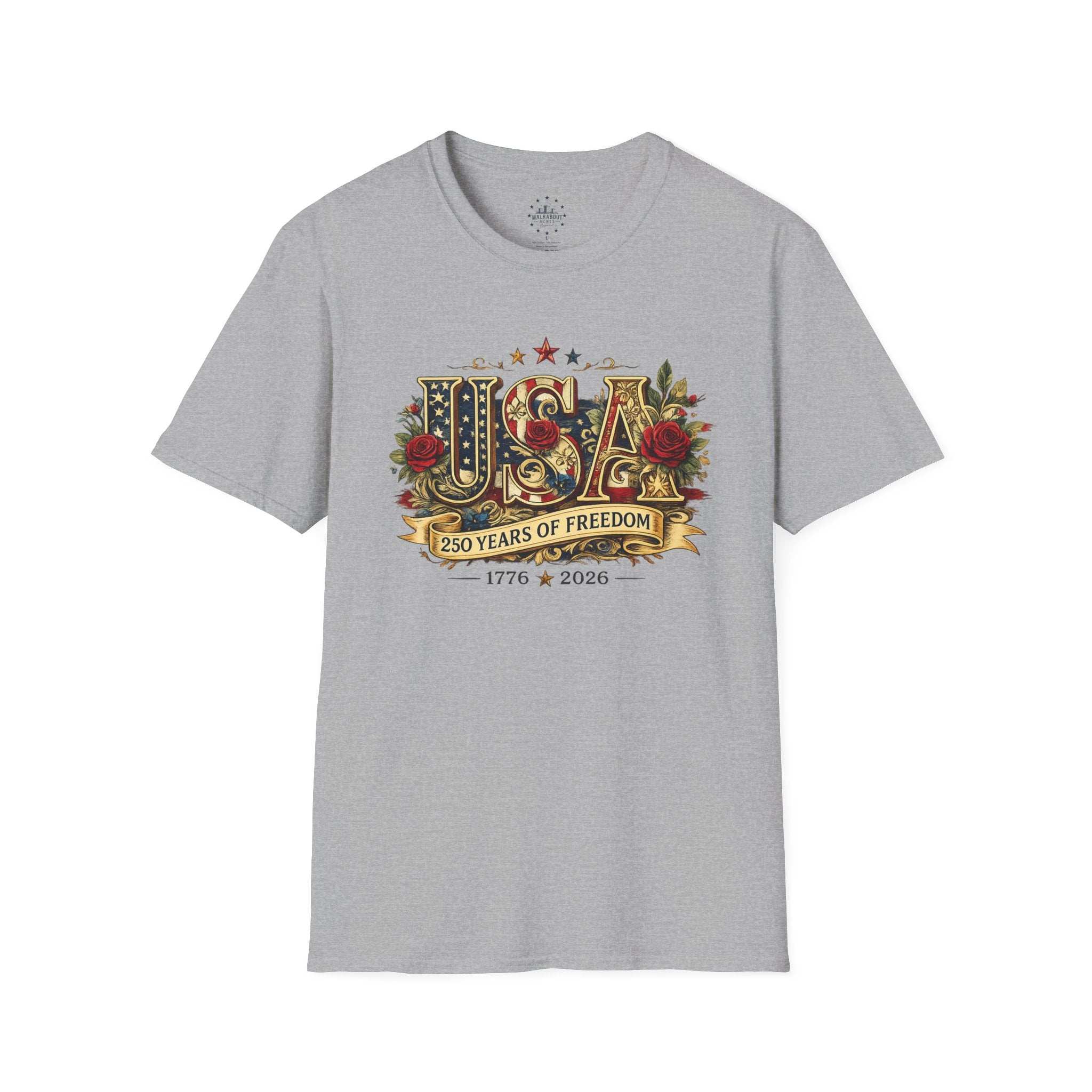 USA 250 Years of Freedom Shirt | Vintage Patriotic Floral Graphic Tee | 1776–2026 Anniversary Shirt