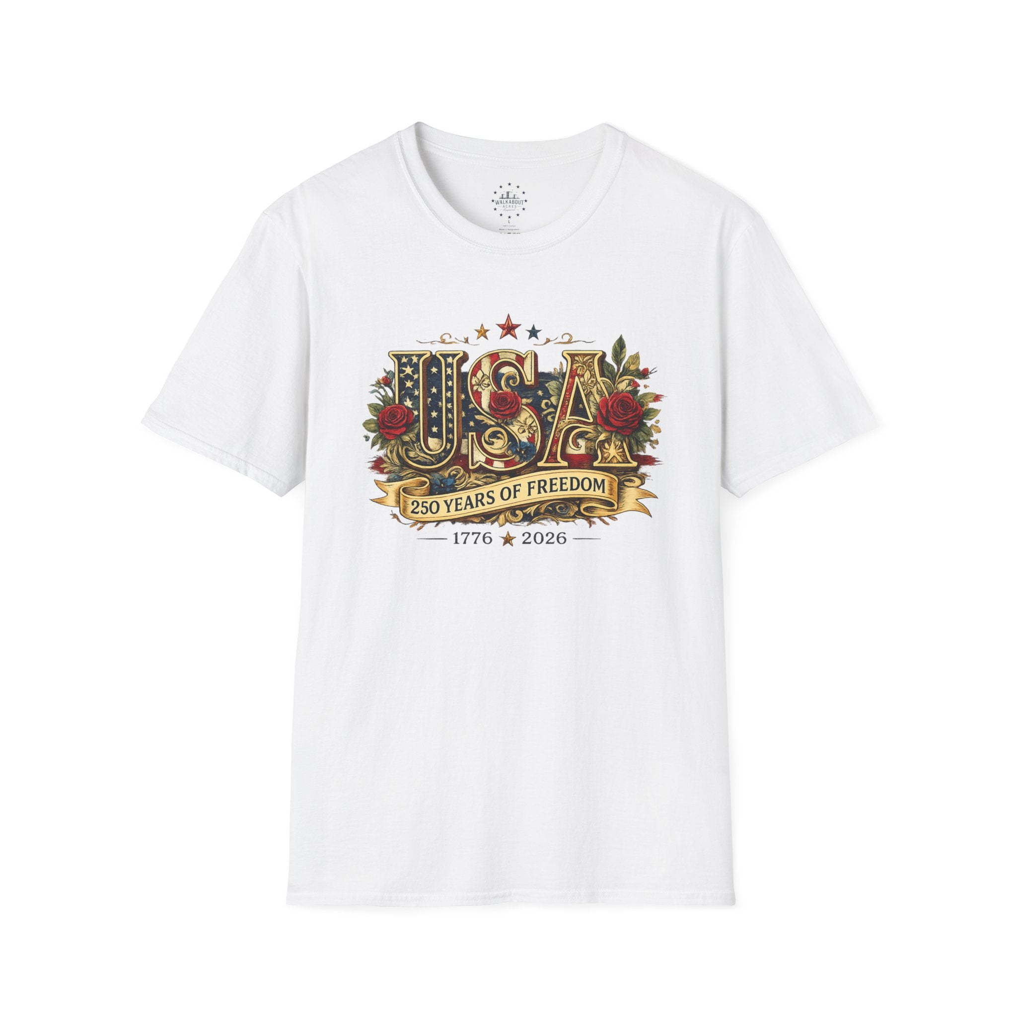 USA 250 Years of Freedom Shirt | Vintage Patriotic Floral Graphic Tee | 1776–2026 Anniversary Shirt