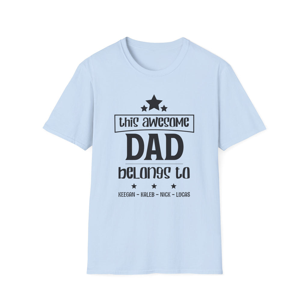 Personalized Dad Shirt with Kids Names | This Awesome Dad Belongs To | Father's Day Gift