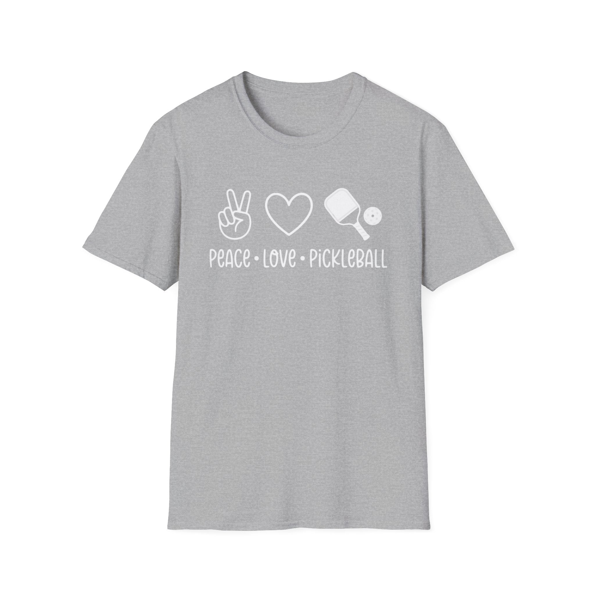 Peace Love Pickleball Graphic Tee | Cute Pickleball Shirt for Women & Men - Unisex Soft style T-Shirt