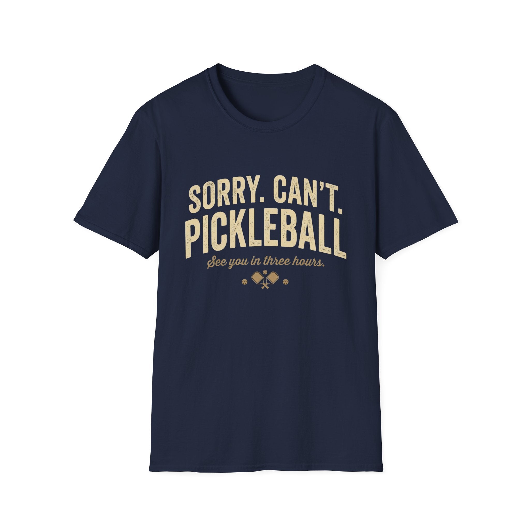 “Sorry. Can’t. Pickleball.” Funny Pickleball Shirt | Vintage Pickleball Tee Unisex Softstyle T-Shirt