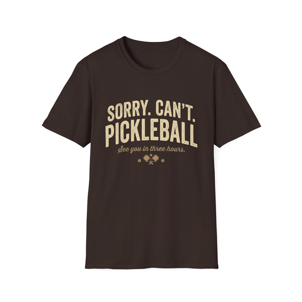 “Sorry. Can’t. Pickleball.” Funny Pickleball Shirt | Vintage Pickleball Tee Unisex Softstyle T-Shirt