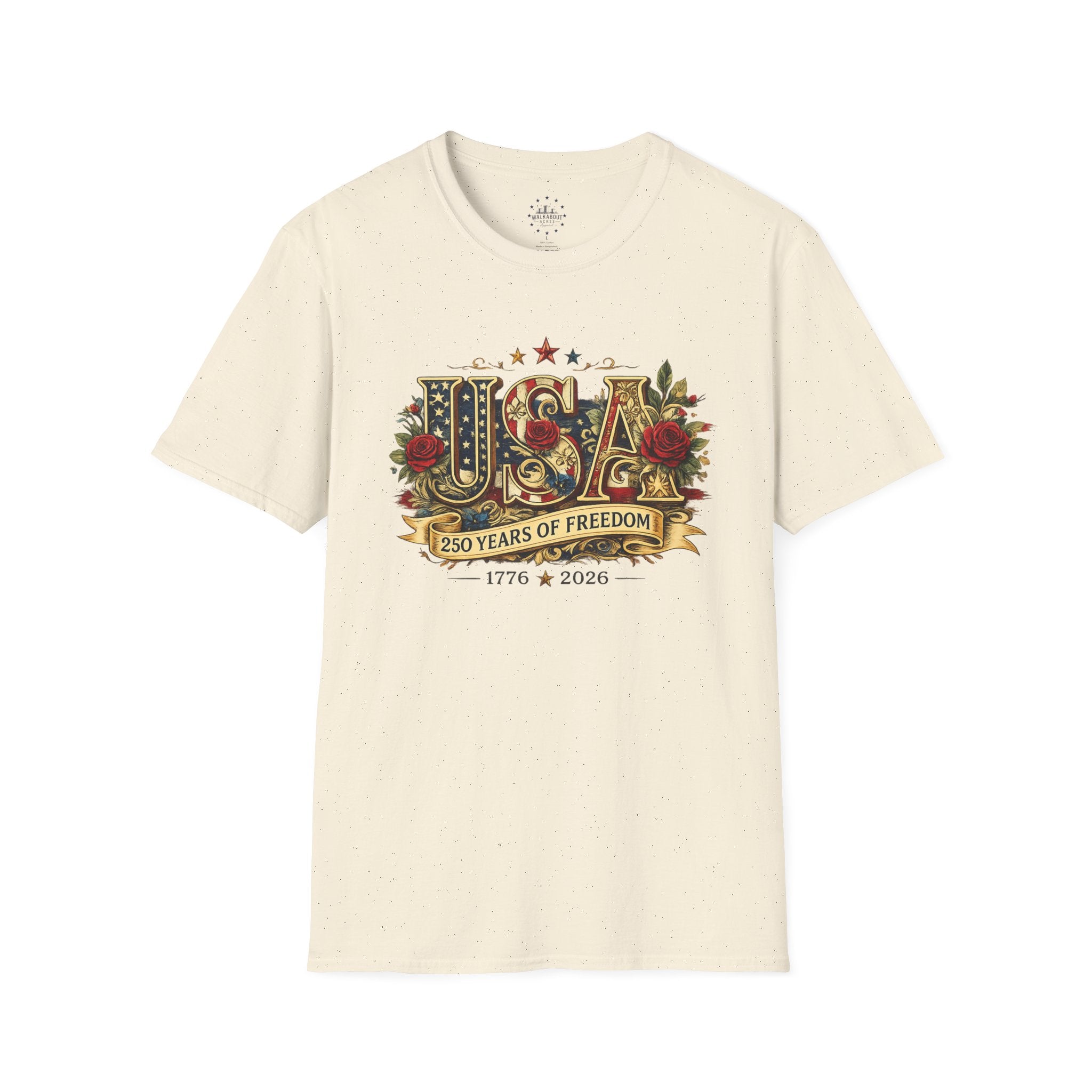 USA 250 Years of Freedom Shirt | Vintage Patriotic Floral Graphic Tee | 1776–2026 Anniversary Shirt