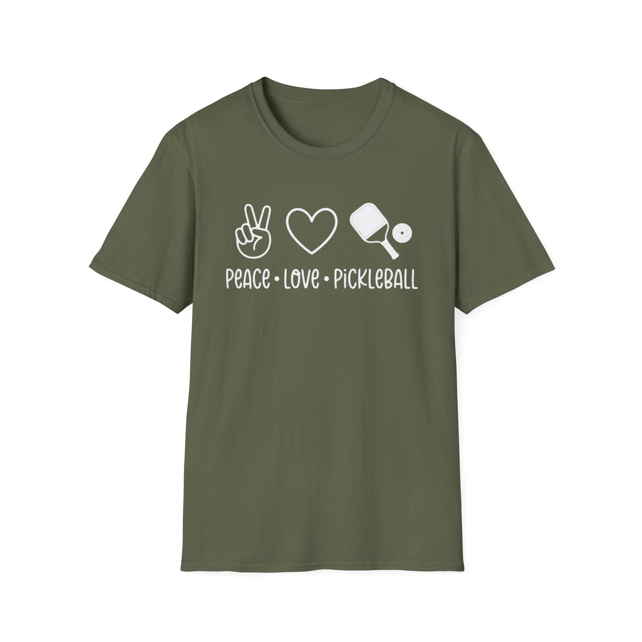 Peace Love Pickleball Graphic Tee | Cute Pickleball Shirt for Women & Men - Unisex Soft style T-Shirt