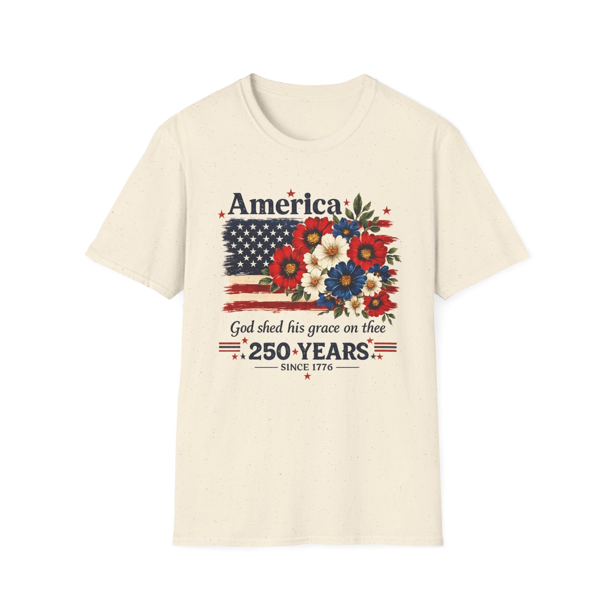 America 250 Years Shirt | God Shed His Grace on Thee Patriotic Floral Flag Tee