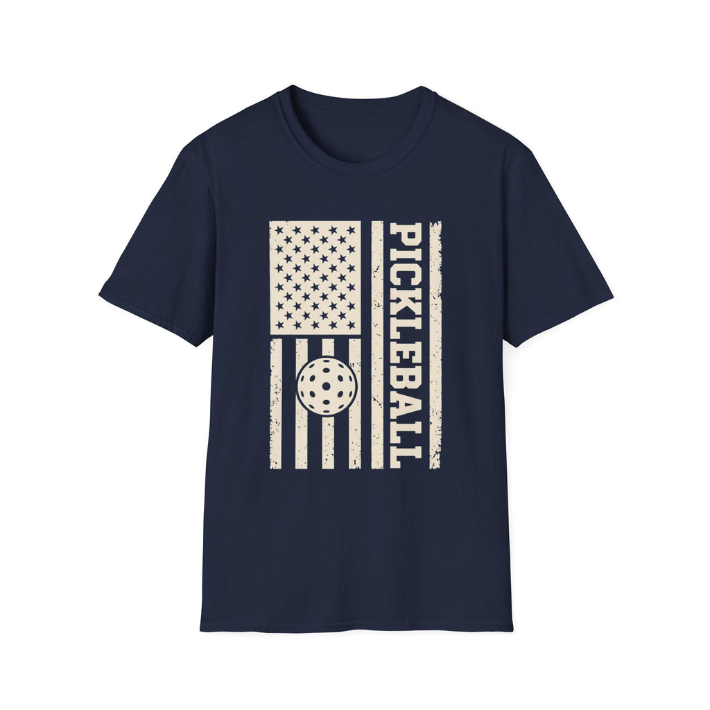 Pickleball American Flag Shirt – Distressed Patriotic Pickleball Tee for Men & Women