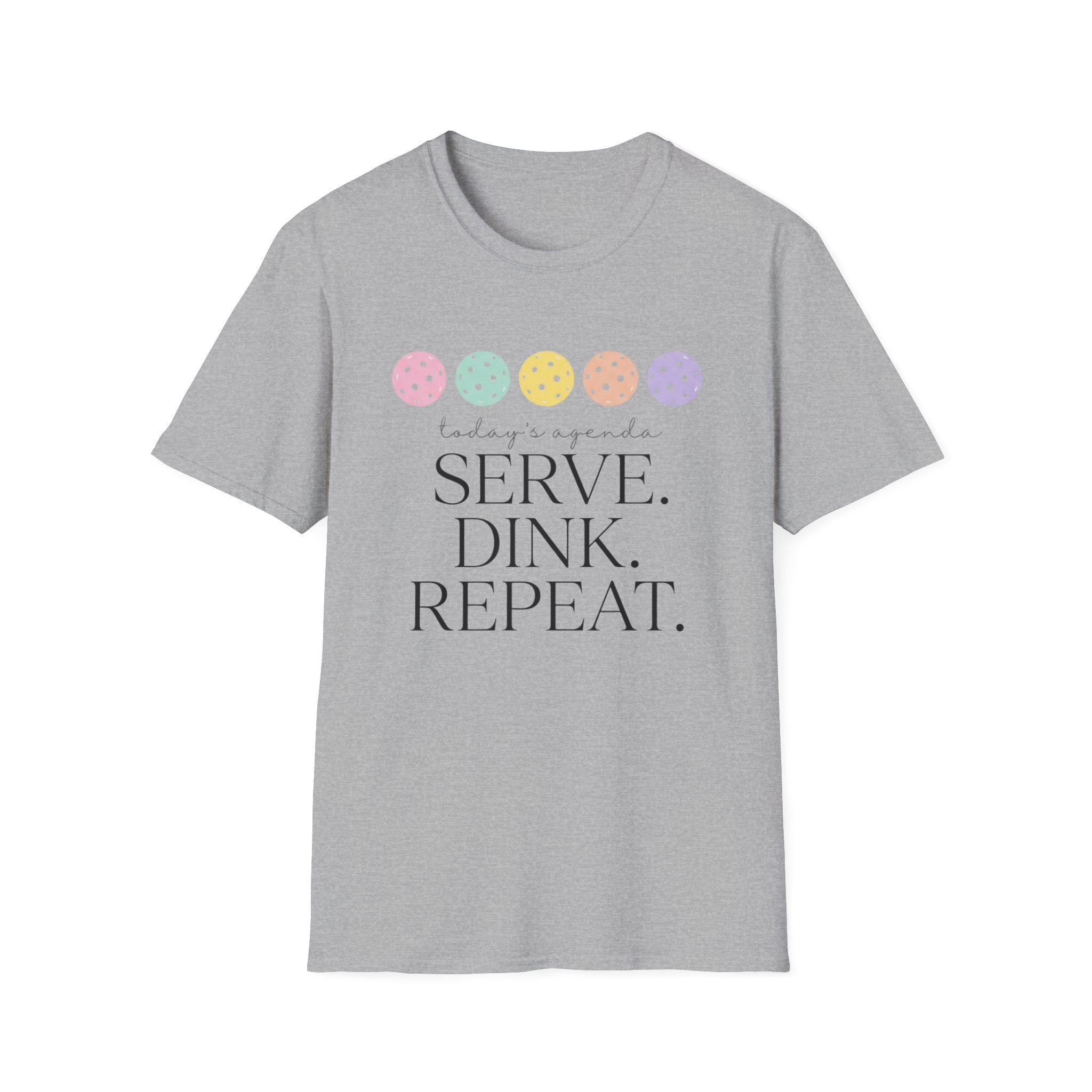 Today’s Agenda Serve Dink Repeat Pickleball Graphic T-Shirt | Cute Pastel Pickleball Tee for Women