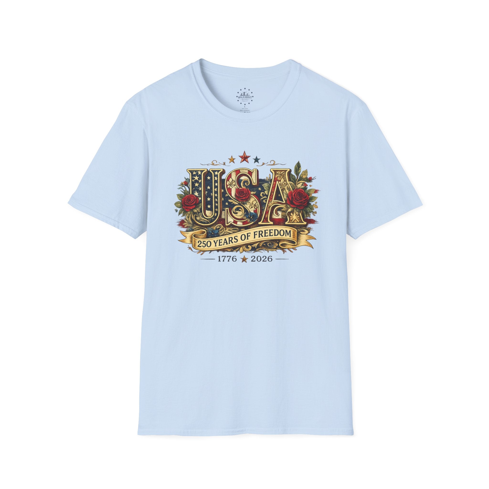 USA 250 Years of Freedom Shirt | Vintage Patriotic Floral Graphic Tee | 1776–2026 Anniversary Shirt
