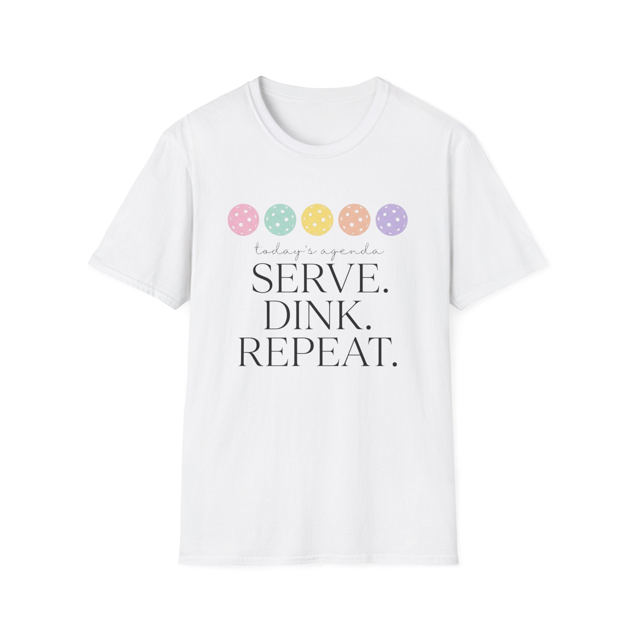 Today’s Agenda Serve Dink Repeat Pickleball Graphic T-Shirt | Cute Pastel Pickleball Tee for Women