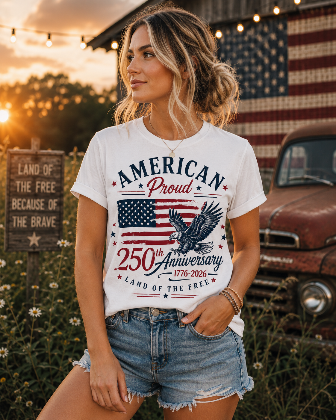 American Proud 250th Anniversary Shirt | 1776-2026 Patriotic USA Tee | Land of the Free Graphic T-Shirt
