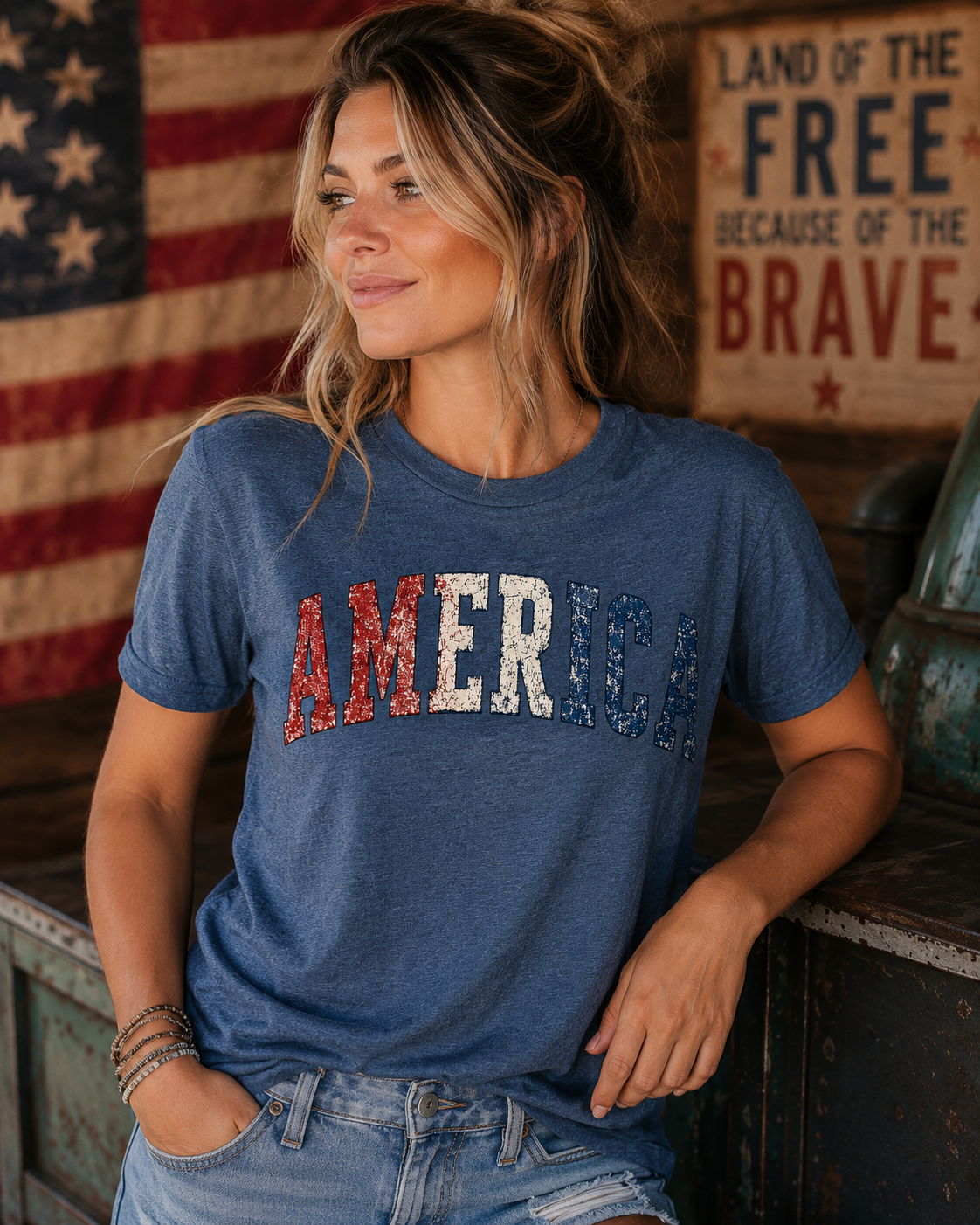 America Patriotic Shirt | Vintage USA Graphic Tee | Distressed Americana T-Shirt