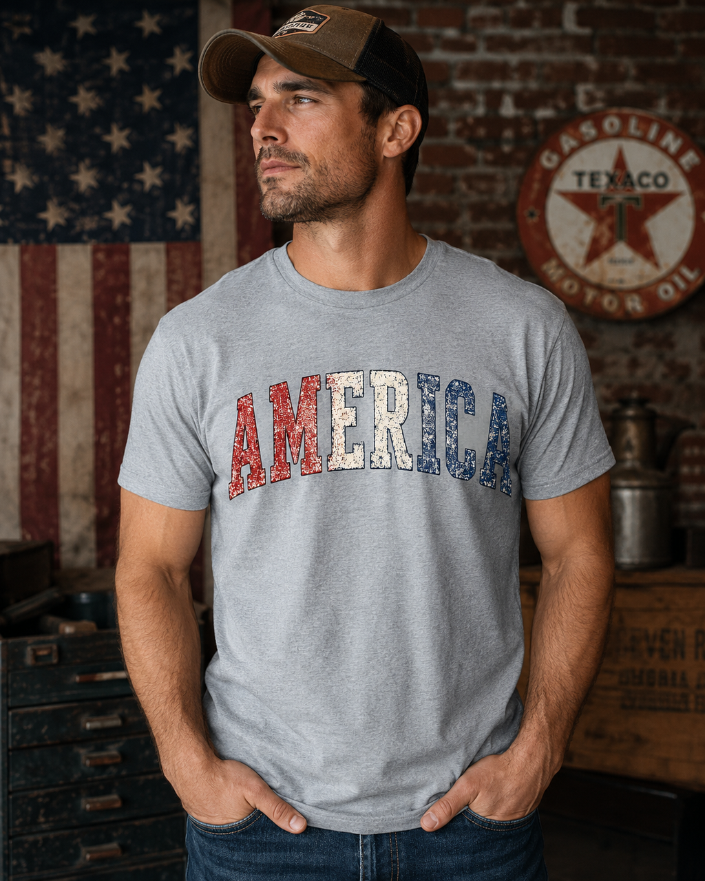 America Patriotic Shirt | Vintage USA Graphic Tee | Distressed Americana T-Shirt