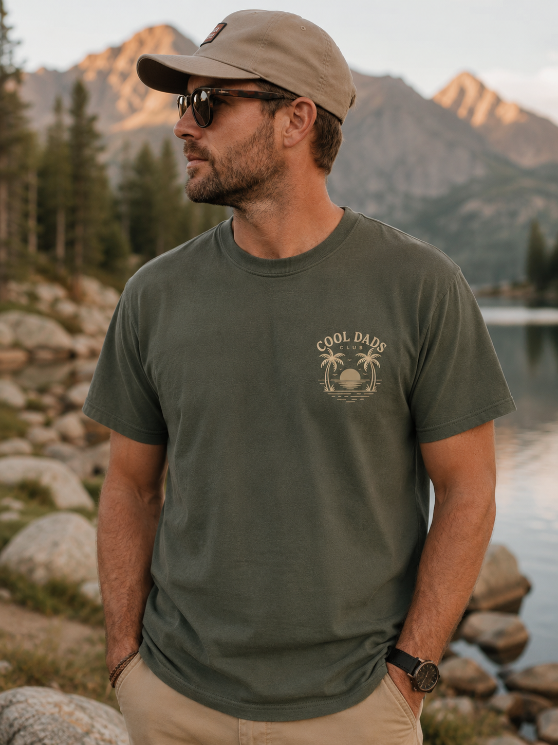 Cool Dads Club – Vintage Coastal Dad Shirt | Retro Palm Tree Comfort Colors Tee | Minimalist Summer Dad Graphic Tee