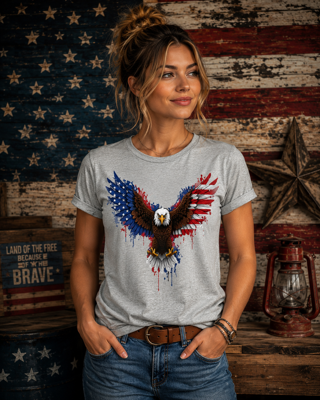 Patriotic American Eagle T-Shirt | USA Flag Wings Graphic Tee | Fourth of July Shirt | America Pride Apparel