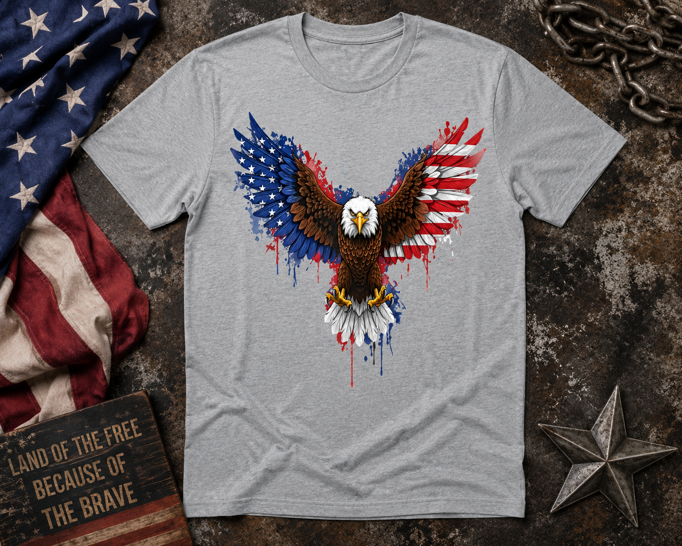 Patriotic American Eagle T-Shirt | USA Flag Wings Graphic Tee | Fourth of July Shirt | America Pride Apparel