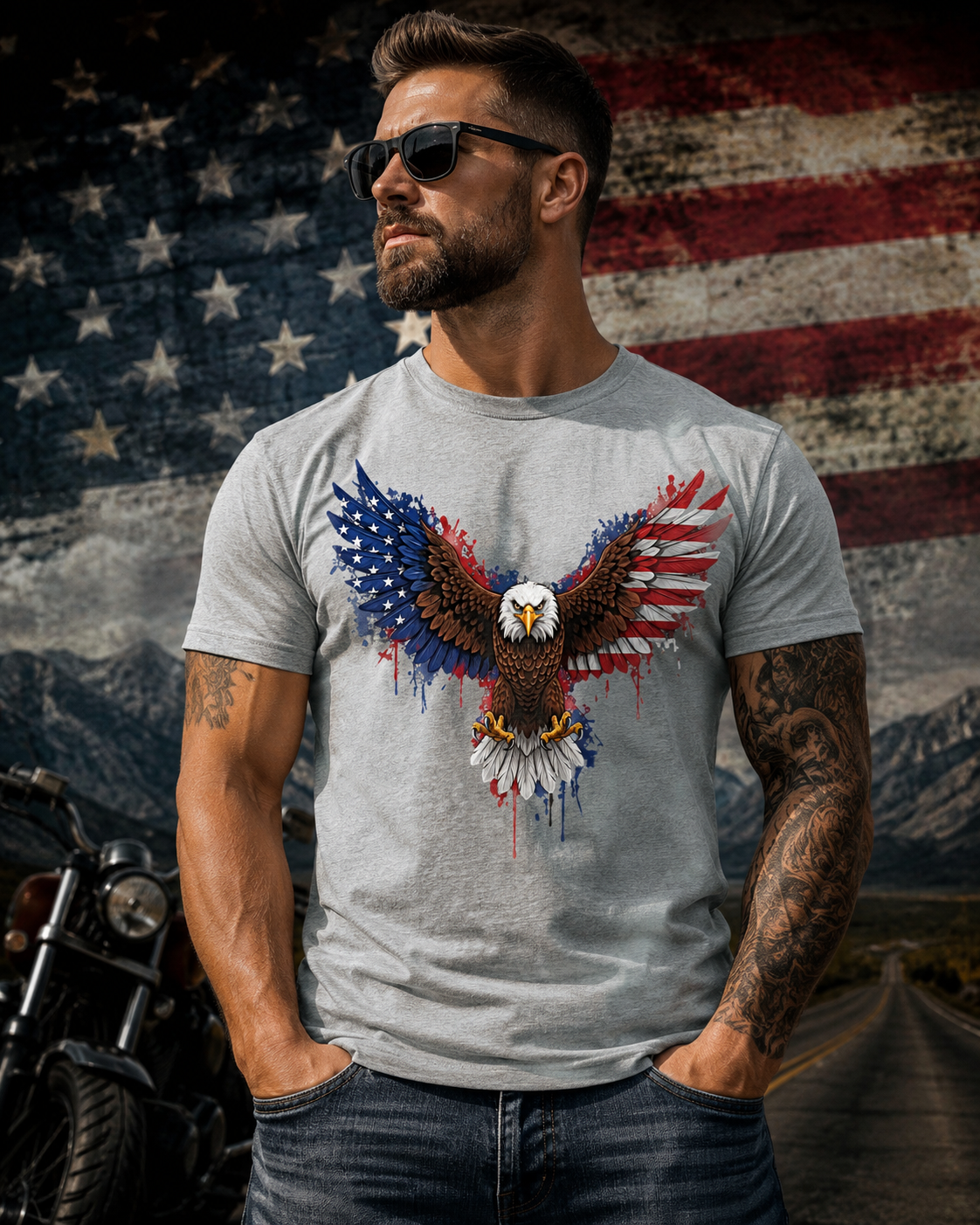 Patriotic American Eagle T-Shirt | USA Flag Wings Graphic Tee | Fourth of July Shirt | America Pride Apparel