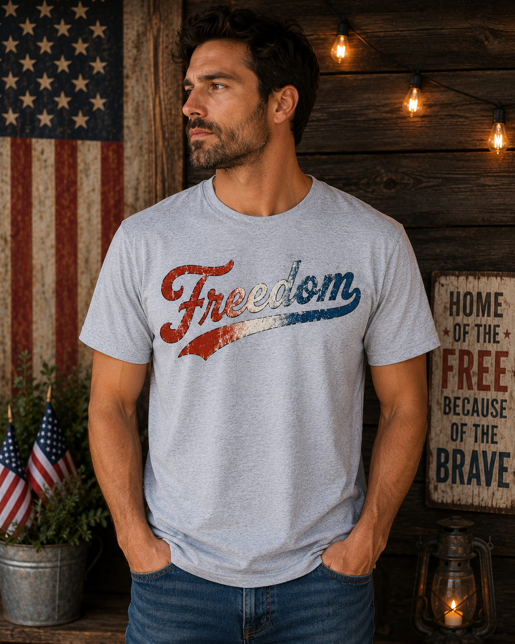 Freedom Shirt | Vintage Patriotic Graphic Tee | Distressed Red White Blue Freedom T-Shirt | Retro Americana Independence Day Shirt