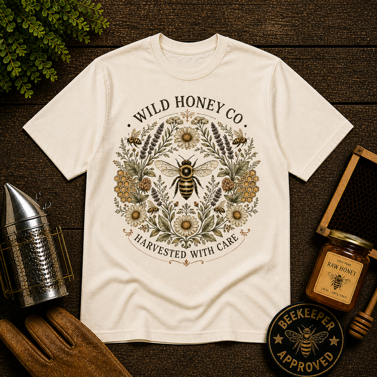Honey Bee Wreath Shirt – Beekeeping T-Shirt – Save the Bees Apparel