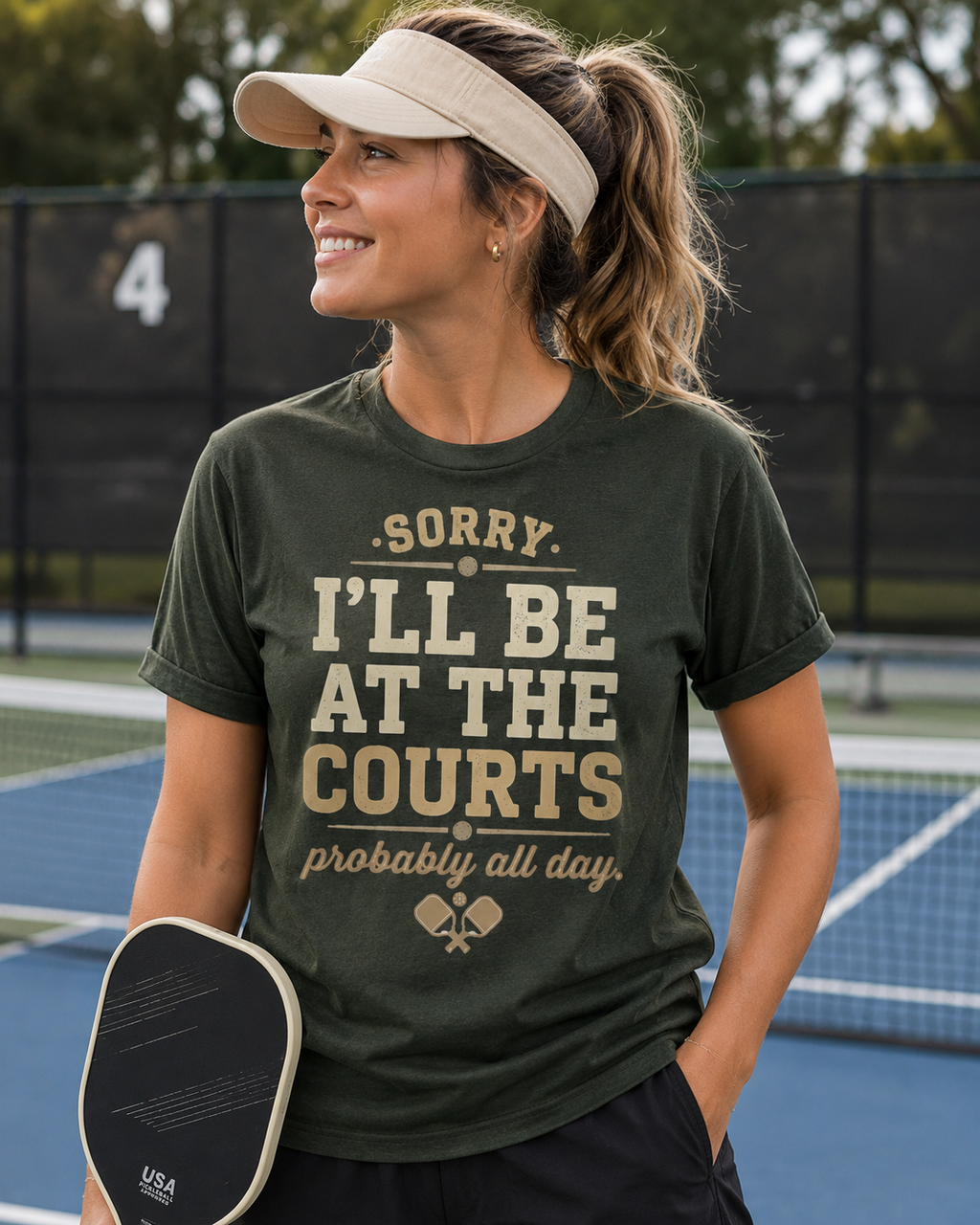 Sorry I’ll Be At The Courts Pickleball Shirt | Funny Pickleball Tee | Vintage Pickleball Graphic T-Shirt