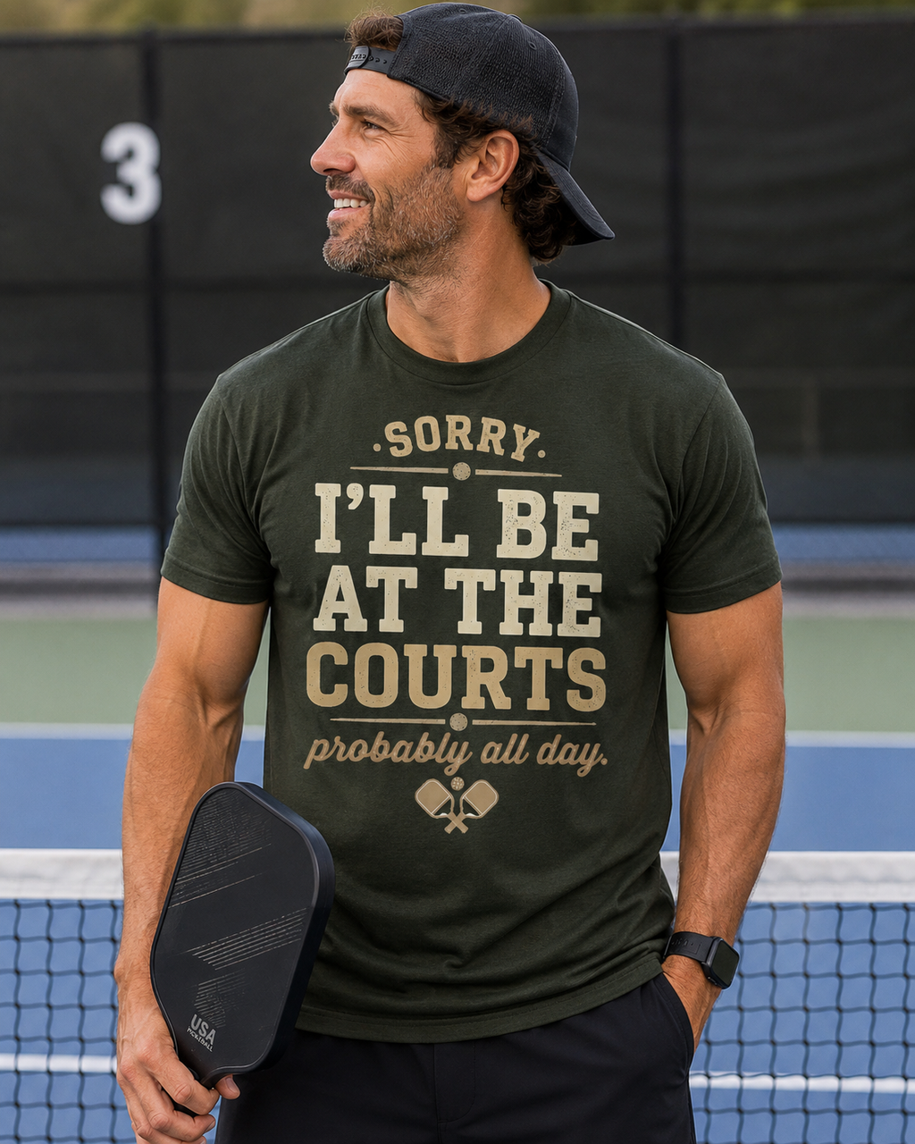 Sorry I’ll Be At The Courts Pickleball Shirt | Funny Pickleball Tee | Vintage Pickleball Graphic T-Shirt