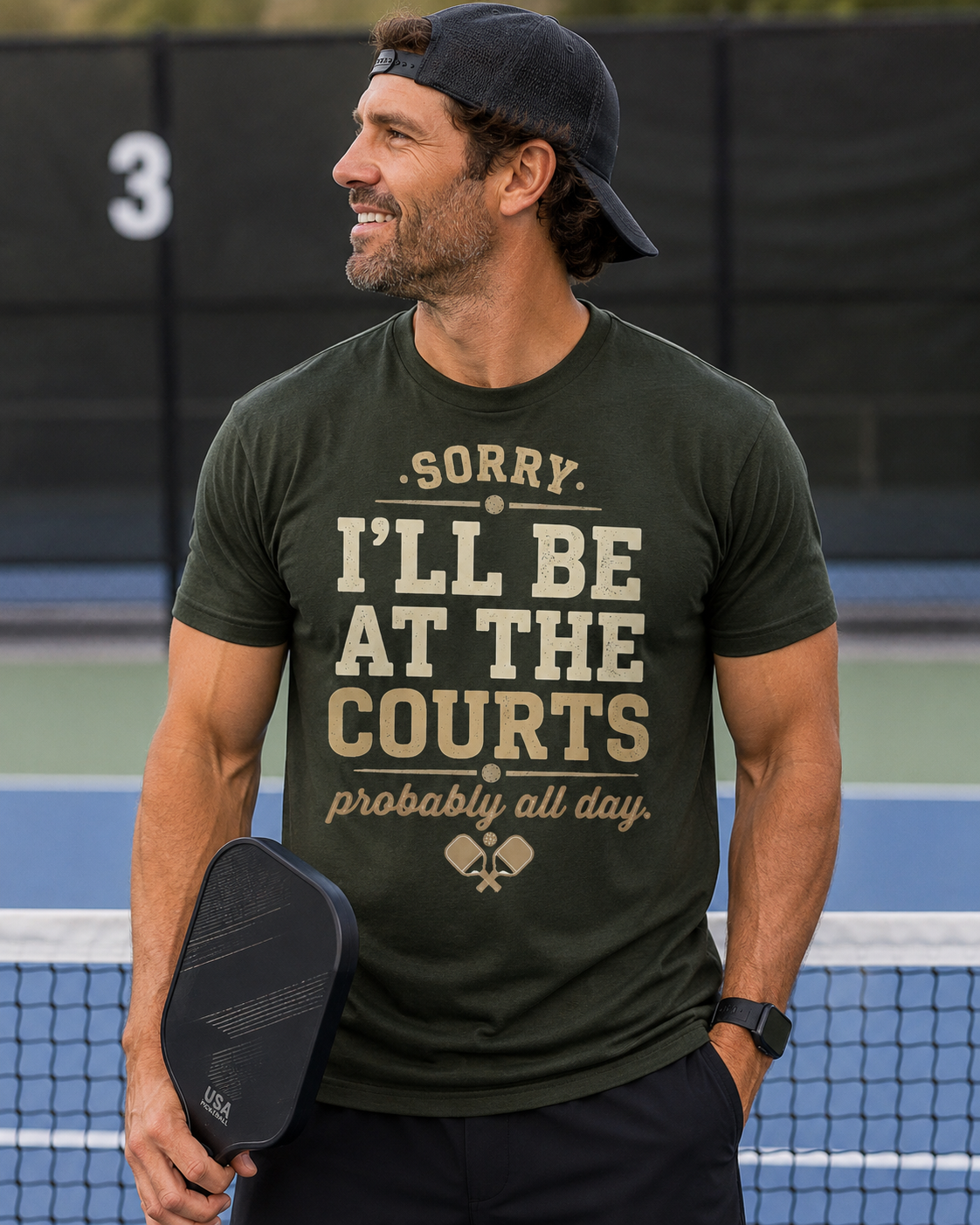 Sorry I’ll Be At The Courts Pickleball Shirt | Funny Pickleball Tee | Vintage Pickleball Graphic T-Shirt