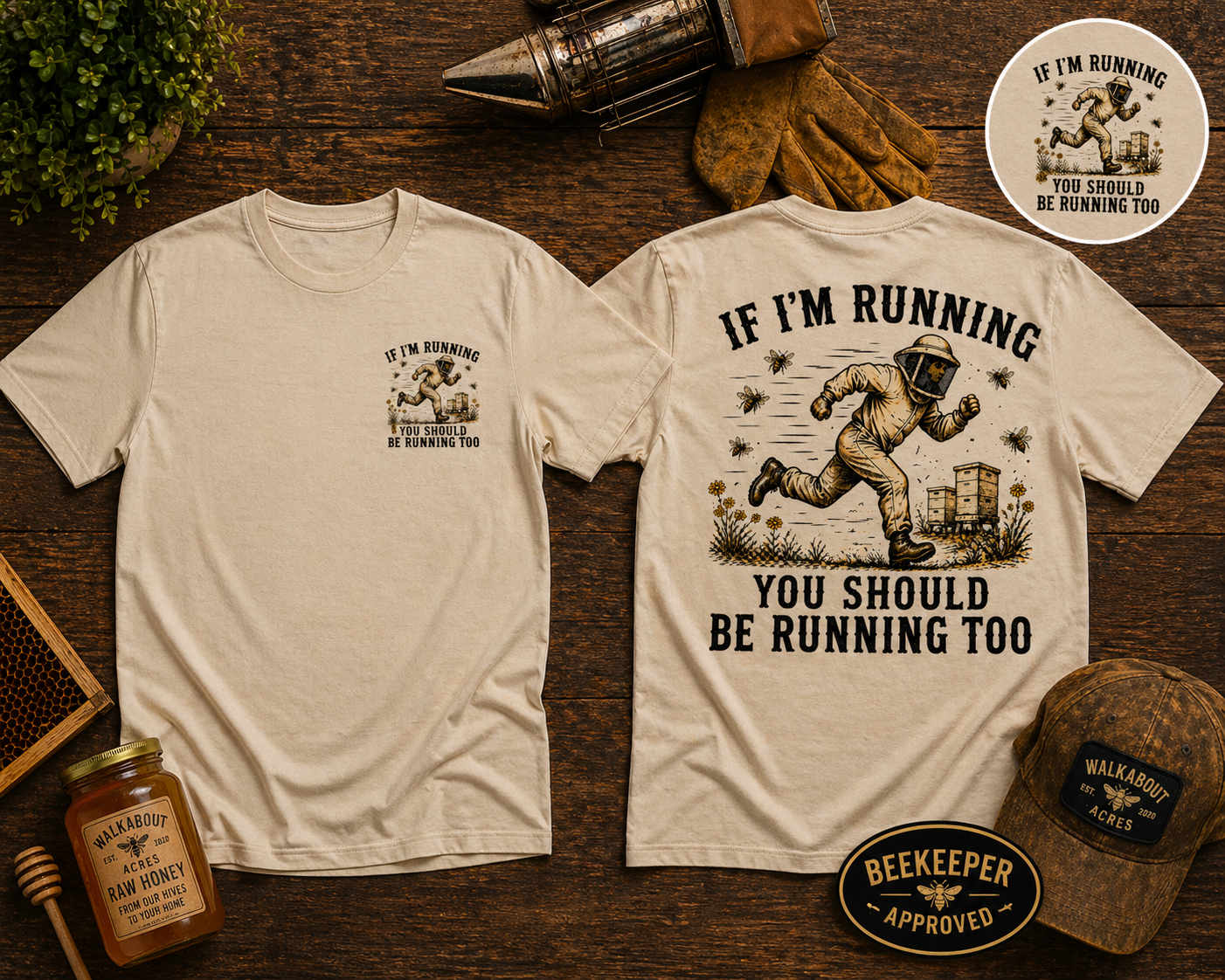 If I’m Running You Should Be Running Too T-Shirt | Funny Beekeeper Shirt | Bee Keeper Humor Tee