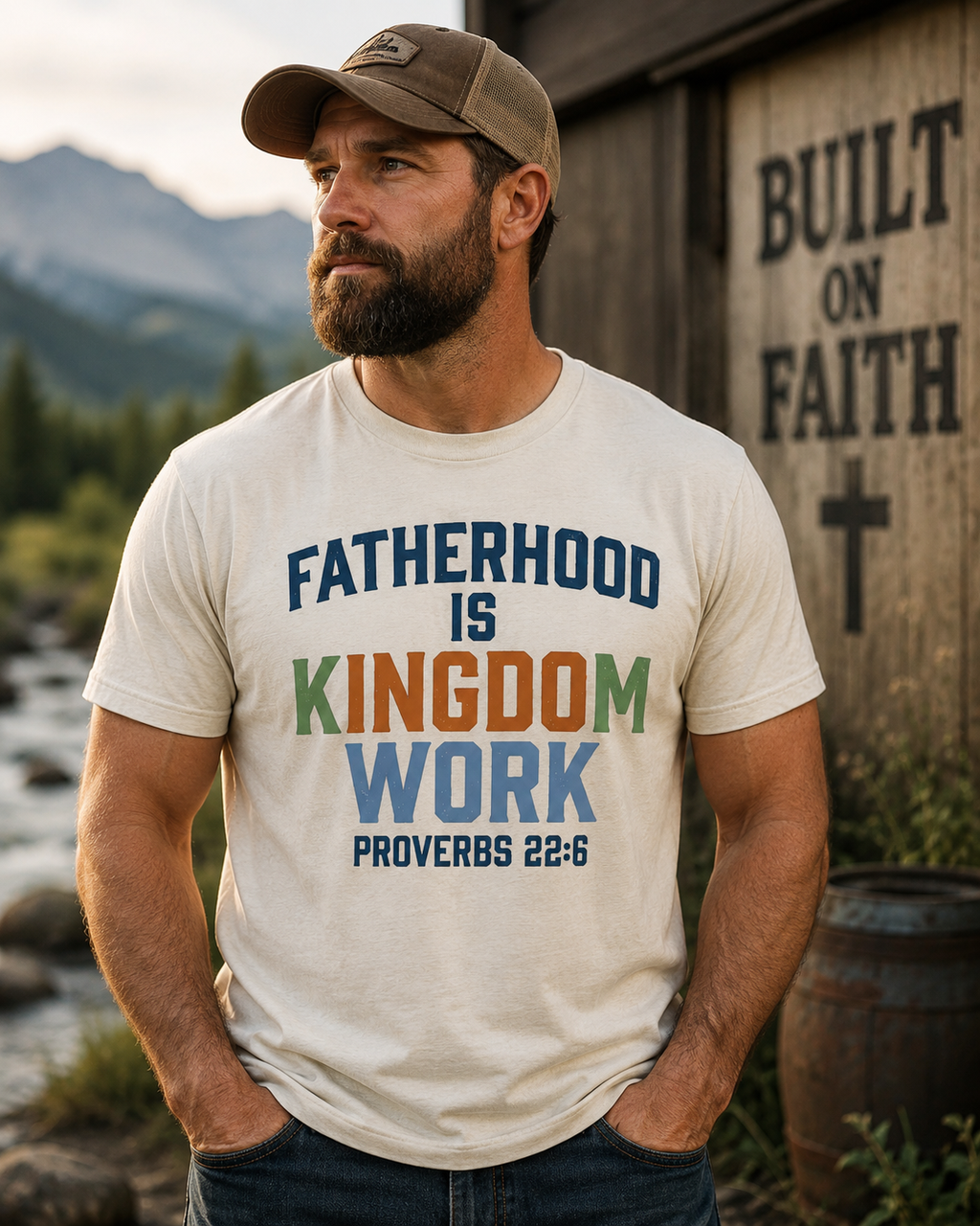 Fatherhood Is Kingdom Work Shirt | Proverbs 22:6 Christian Dad Tee | Faith-Based Father's Day Gift | Biblical Fatherhood T-Shirt | Men's Christian Apparel