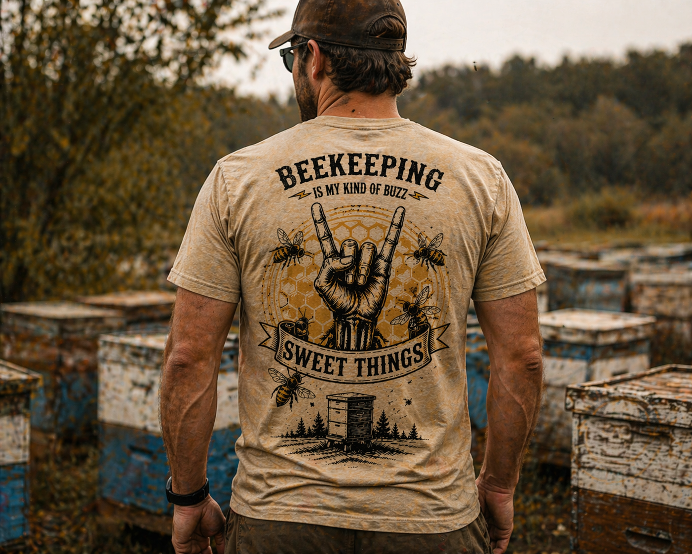Beekeeping Is My Kind of Buzz Shirt | Skull Beekeeper Tee | Rustic Bee Keeper T-Shirt | Honey Lover Gift