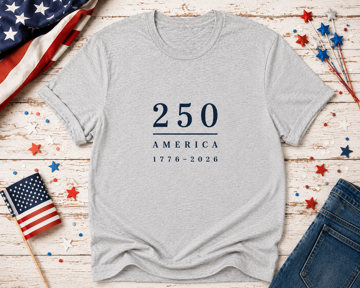 America 250 Shirt | 1776-2026 USA Anniversary Tee | Minimalist Patriotic T-Shirt | American Heritage Semiquincentennial