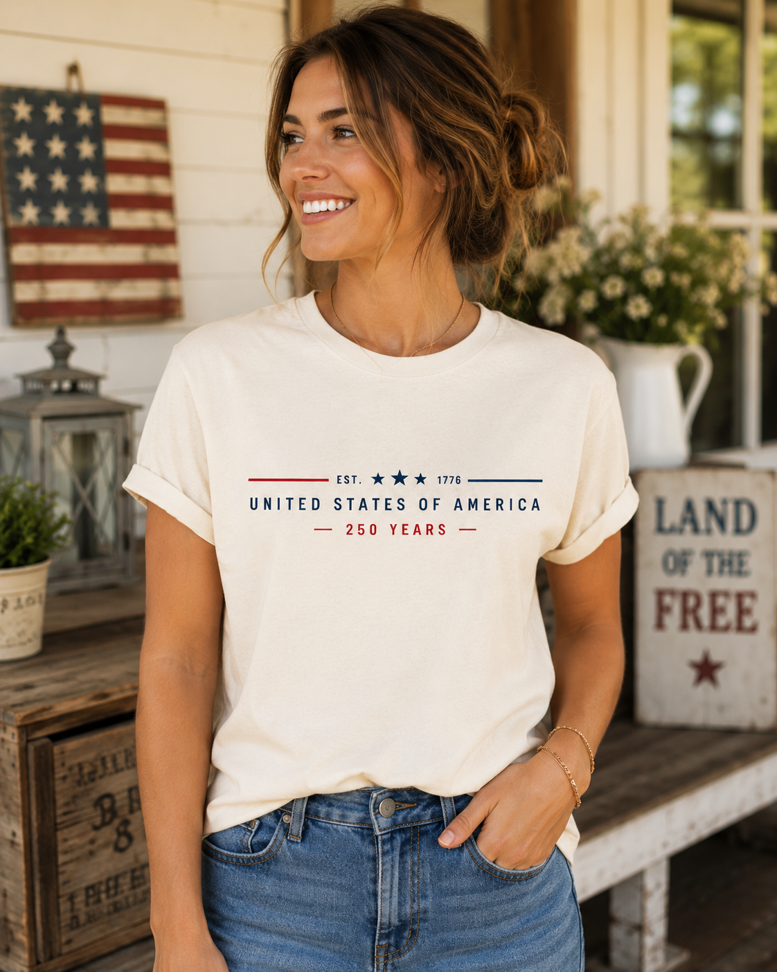 United States of America 250 Years Shirt | EST 1776 Patriotic Tee | Minimalist America 250 T-Shirt | USA Semiquincentennial Shirt