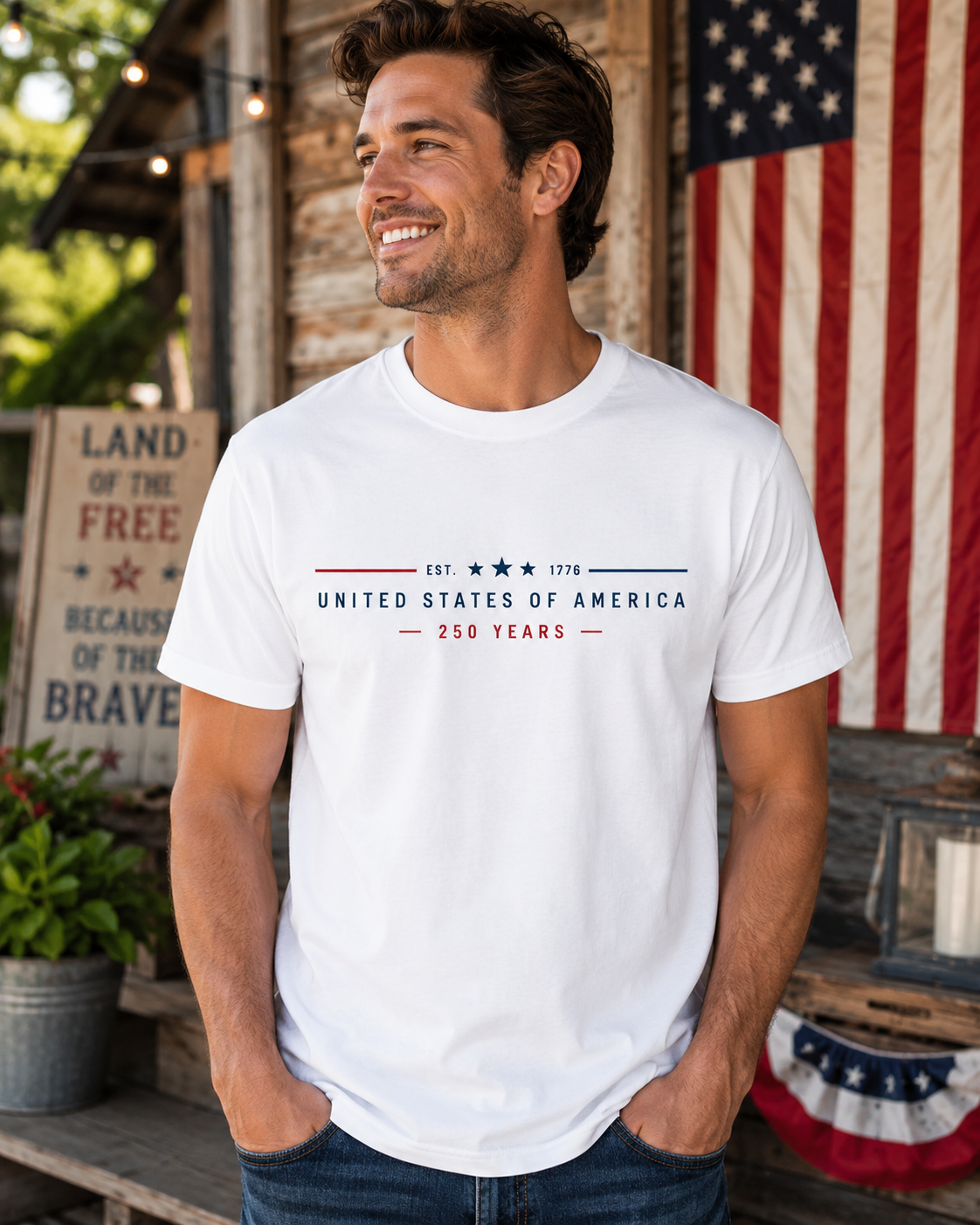 United States of America 250 Years Shirt | EST 1776 Patriotic Tee | Minimalist America 250 T-Shirt | USA Semiquincentennial Shirt