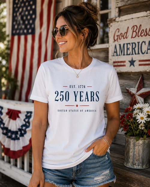 250 Years Shirt | EST. 1776 Patriotic Tee | United States of America T-Shirt | Minimalist America 250 Heritage Shirt