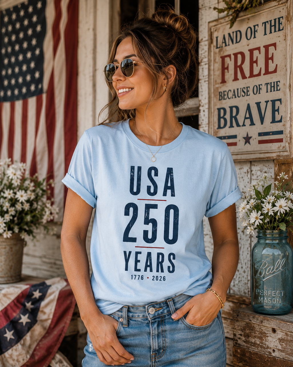 USA 250 Years Shirt | America 1776-2026 Patriotic Tee | Minimalist Semiquincentennial T-Shirt | American Heritage Apparel