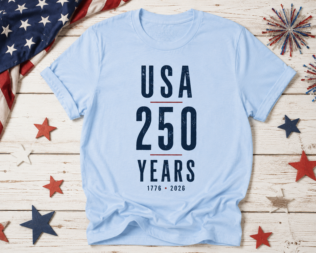 USA 250 Years Shirt | America 1776-2026 Patriotic Tee | Minimalist Semiquincentennial T-Shirt | American Heritage Apparel