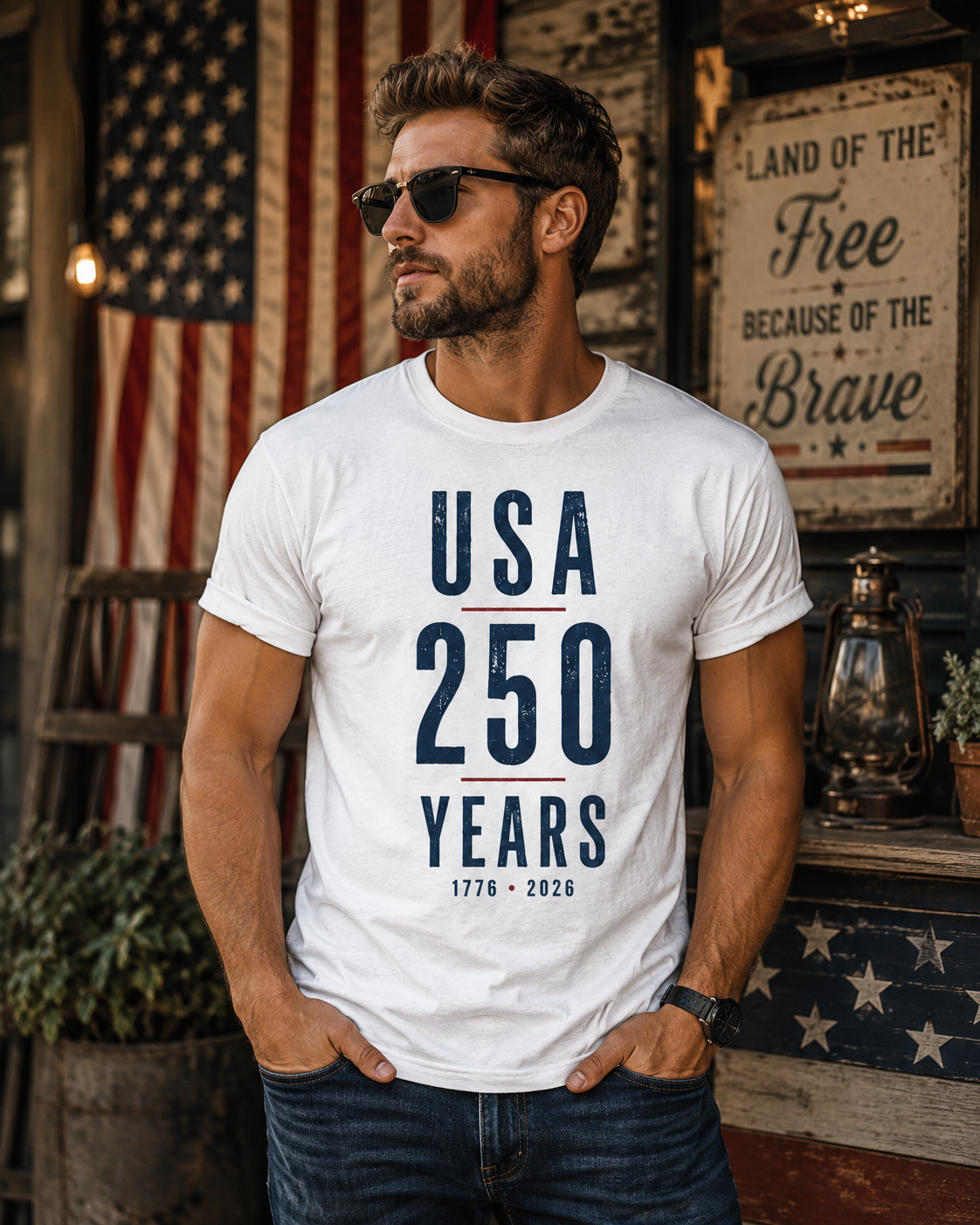 USA 250 Years Shirt | America 1776-2026 Patriotic Tee | Minimalist Semiquincentennial T-Shirt | American Heritage Apparel