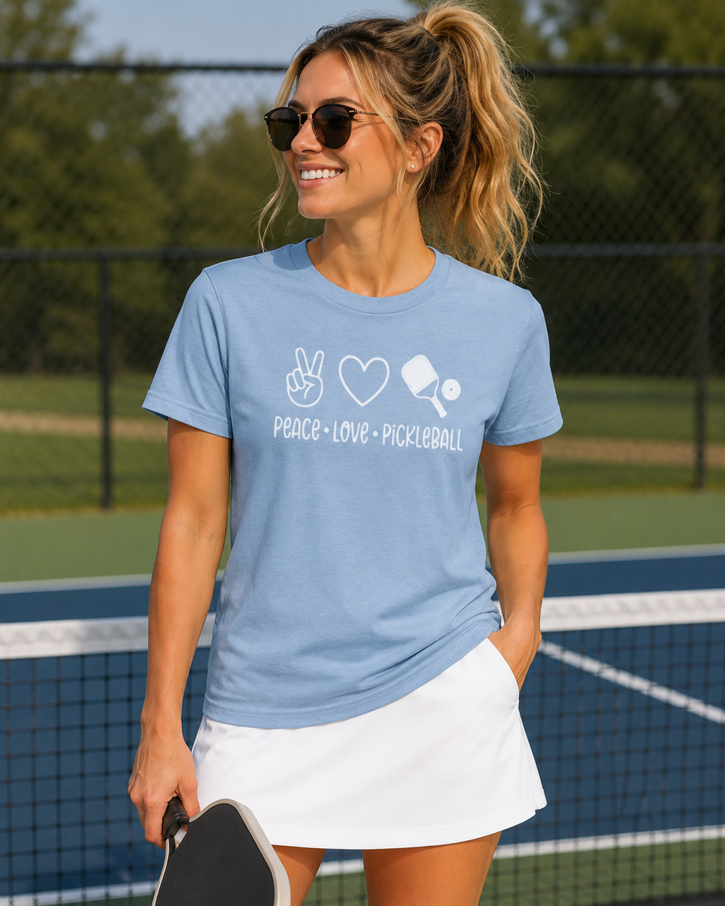 Peace Love Pickleball Graphic Tee | Cute Pickleball Shirt for Women & Men - Unisex Soft style T-Shirt